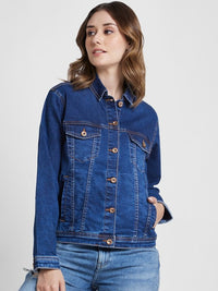 Thumbnail for spread-collar-denim-jacket-with-embroidered