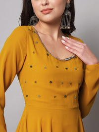 Thumbnail for Women Burgundy Ethnic Motifs Georgette Anarkali Kurta