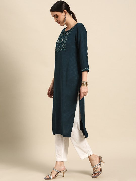 Women Pink Ethnic Motifs Yoke Design Kurta