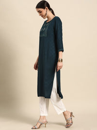 Thumbnail for Women Pink Ethnic Motifs Yoke Design Kurta