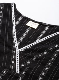 Thumbnail for women-woven-design-striped-straight-kurta
