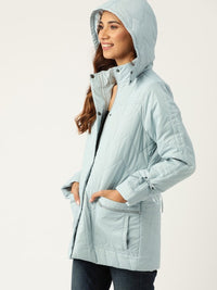 Thumbnail for women-blue-solid-padded-hooded-longline-jacket