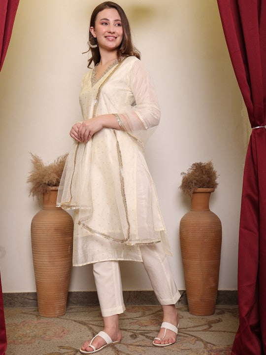 floral-woven-design-v-neck-straight-kurta-with-trouser-&-dupatta