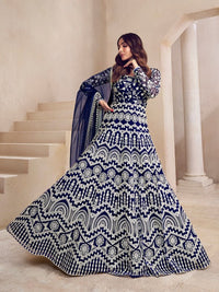 Thumbnail for floral-thread-embroidered-anarkali-kurta-with-dupatta