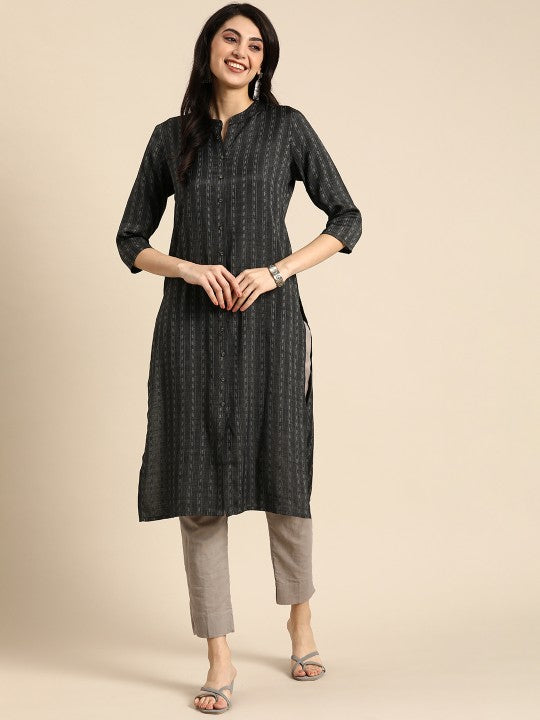 Women Geometric Woven Design Kurta
