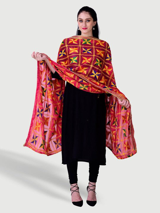 Embroidered Dupatta with Phulkari