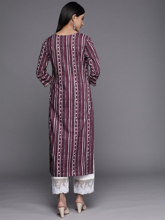 Women Blue & White Printed Kurta