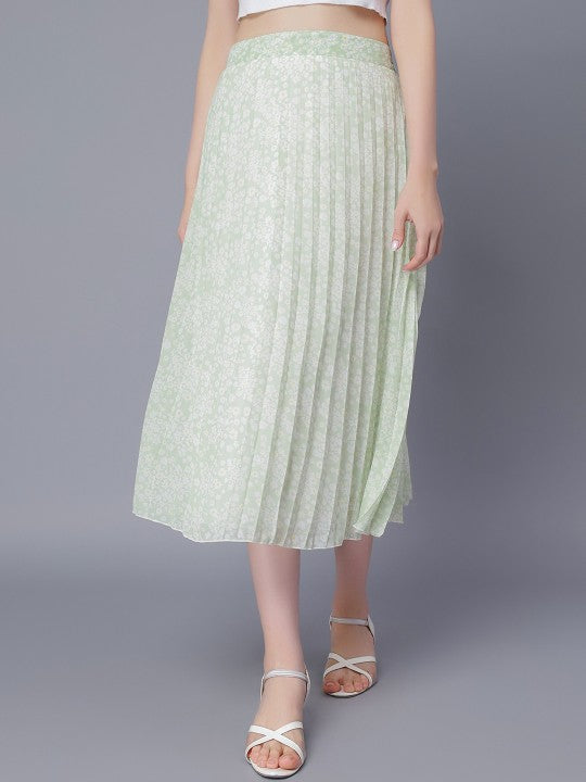 Women Red & White Floral Printed A-Line Knee-Length Skirts