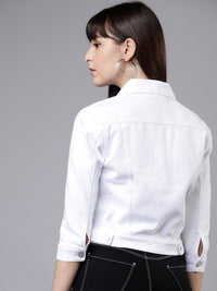 Thumbnail for women-white-solid-denim-jacket