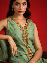 Thumbnail for Women Black Ethnic Motifs Pure Cotton Kurta with Palazzos & Dupatta