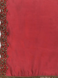 Thumbnail for women-red-ethnic-motifs-embroidered-sequinned-liva-kurta-with-trousers-&-dupatta