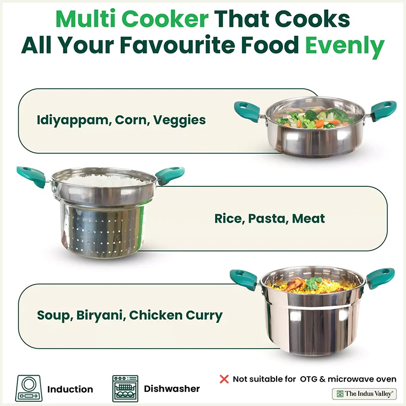 Veg Steaming Set, 3 Pots, 21cm