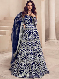 Thumbnail for floral-thread-embroidered-anarkali-kurta-with-dupatta