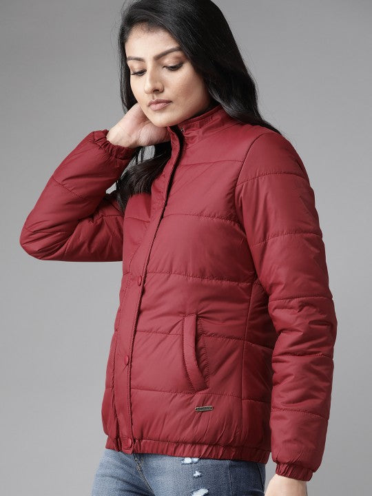 Women Brown Solid Padded Jacket