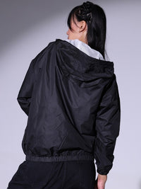 Thumbnail for Typography Printed Hooded Windcheater Bomber Jacket