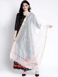 Thumbnail for Women Off White & Gold-Coloured Printed Dupatta