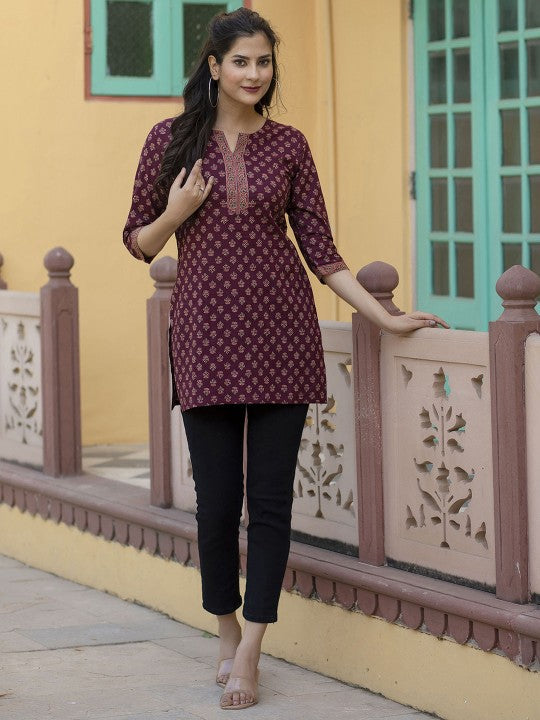 Women Maroon Printed Tunic
