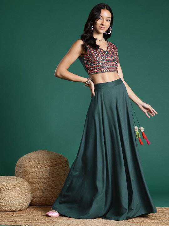 Embroidered Mirror Work Ready to Wear Lehenga