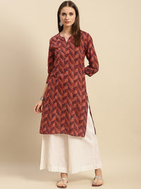Thumbnail for geometric-printed-round-neck-cotton-straight-kurta