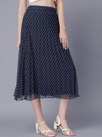 Thumbnail for Women Red & White Floral Printed A-Line Knee-Length Skirts