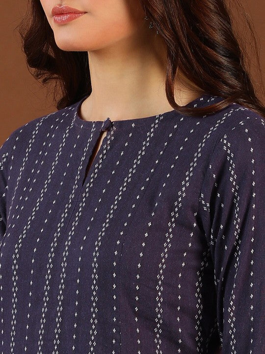 ethnic-woven-design-round-neck-panelled-cotton-a-line-kurta