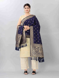 Thumbnail for Green & Gold-Toned Ethnic Motifs Woven Design Dupatta with Zari