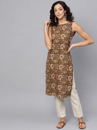 Thumbnail for Women Ethnic Motifs Printed Kantha Work Dobby Kurta