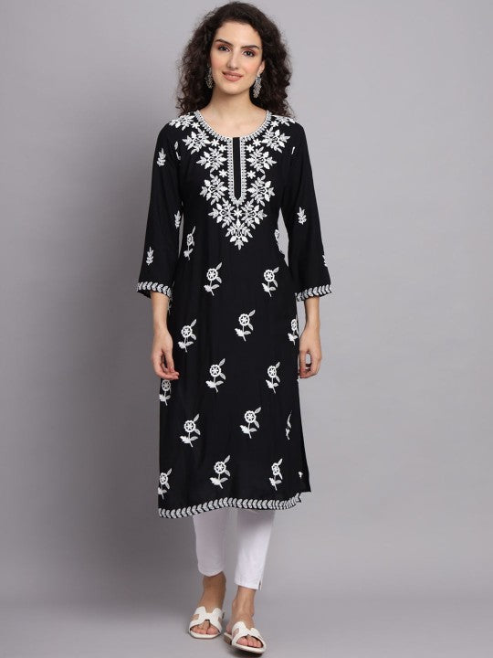 Floral Embroidered Straight Kurta