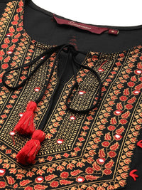 Thumbnail for floral-yoke-printed-mirror-work-kurta