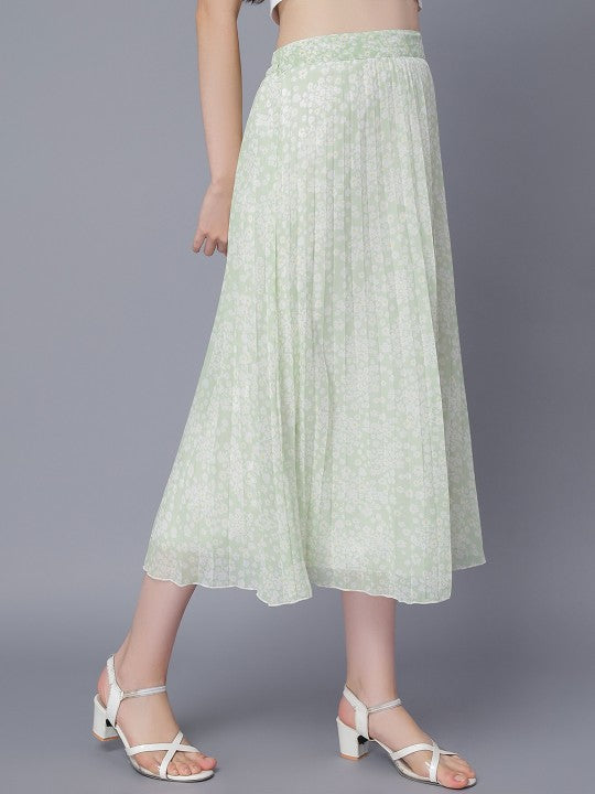 Women Red & White Floral Printed A-Line Knee-Length Skirts