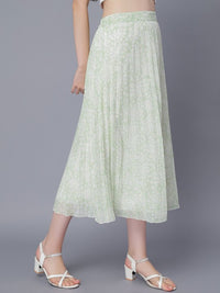 Thumbnail for Women Red & White Floral Printed A-Line Knee-Length Skirts