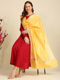 Thumbnail for Women Navy Blue & Silver-Toned Woven Design Dupatta