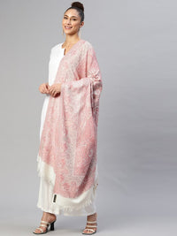 Thumbnail for women-white-&-pink-paisley-woven-design-shawl