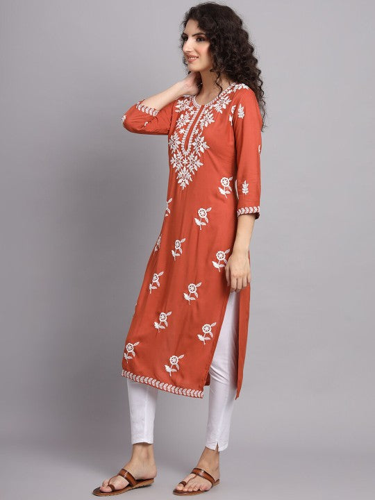 Floral Embroidered Straight Kurta