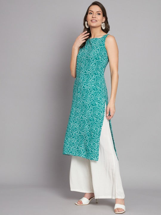 Floral Printed Boat Neck Straight Kurta