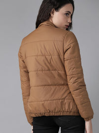 Thumbnail for Women Olive Green Solid Padded Jacket