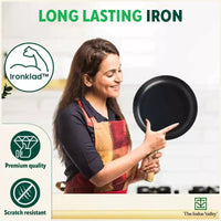 Thumbnail for The Indus Valley 100% Pure Iron Cookware Set: Kadai+ Tawa+ Fry Pan, Toxin