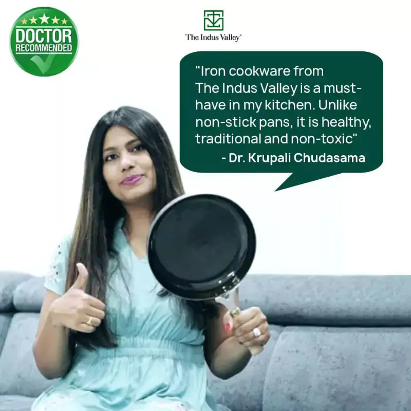 The Indus Valley 100% Pure Iron Cookware Set: Tawa+ Fry Pan+ Wok, Toxin