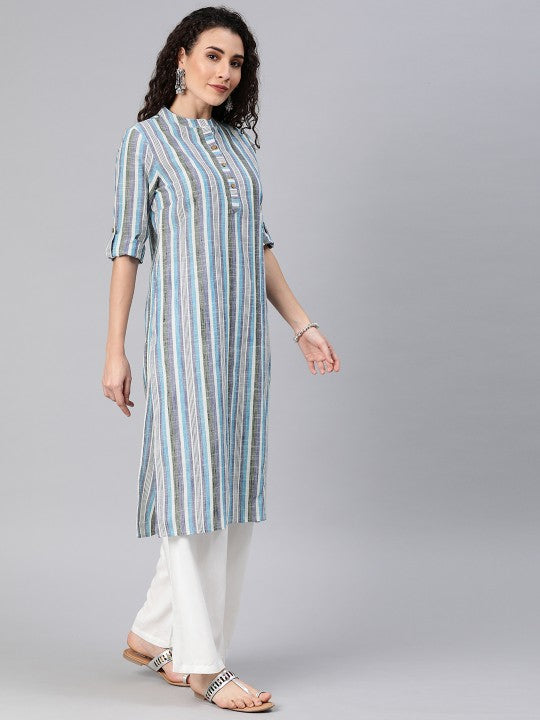 Women Striped Cotton Kurta