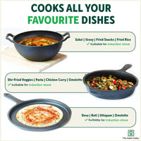 Thumbnail for The Indus Valley CASTrong Cast Iron Cookware Set: Tawa+ Kadai+ Frypan, Kitchen Set for Home, Pre