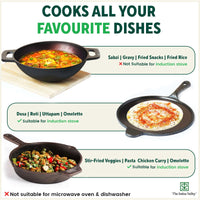 Thumbnail for The Indus Valley Super Smooth Cast Iron Set: Kadai+ Tawa+ Frypan, Kitchen set for Home, Nonstick, 100% Pure, Toxin