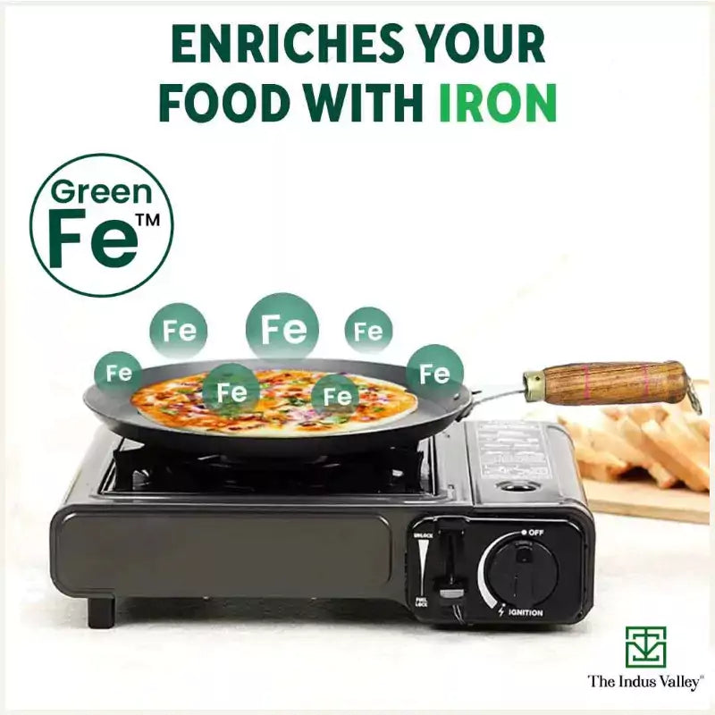 The Indus Valley 100% Pure Iron Cookware Set: Tawa+ Fry Pan+ Wok, Toxin