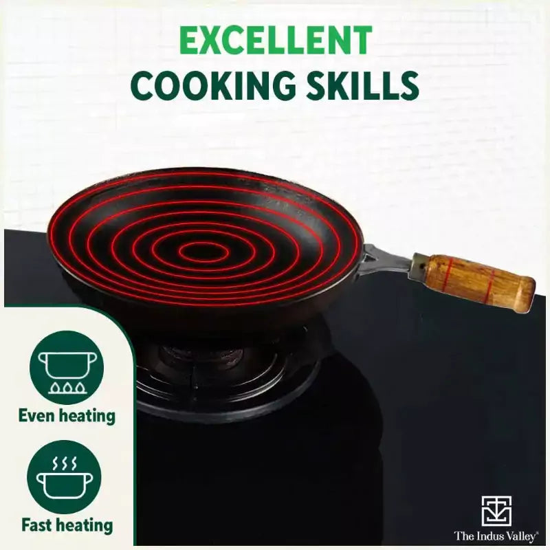 The Indus Valley 100% Pure Iron Cookware Set: Tawa+ Fry Pan+ Wok, Toxin