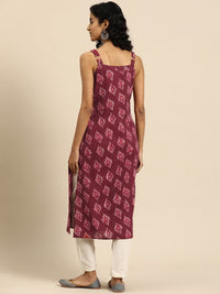 Thumbnail for Women Pink & Magenta Printed Strappy Straight Kurta