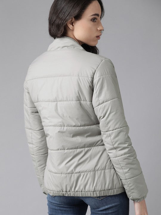 Women Brown Solid Padded Jacket