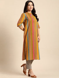 Thumbnail for women-striped-cotton-kurta