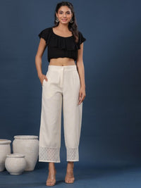 Thumbnail for Women Black Solid Straight Palazzos
