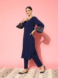 Thumbnail for Women Regular Gotta Patti Silk Crepe Kurta with Trousers & With Dupatta