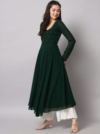 Thumbnail for Women Burgundy Ethnic Motifs Georgette Anarkali Kurta