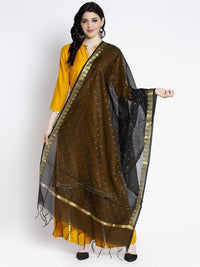 Thumbnail for Women Off White & Gold-Coloured Printed Dupatta